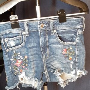 Embroidered jean shorts
